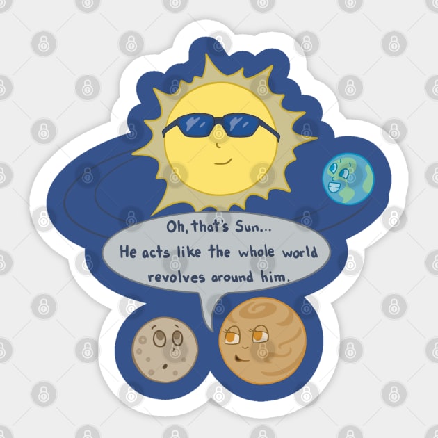 Funny Sun and Planets Pun Sticker by Character Alley